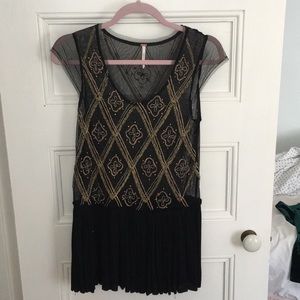Free People Black Beaded Tunic Top